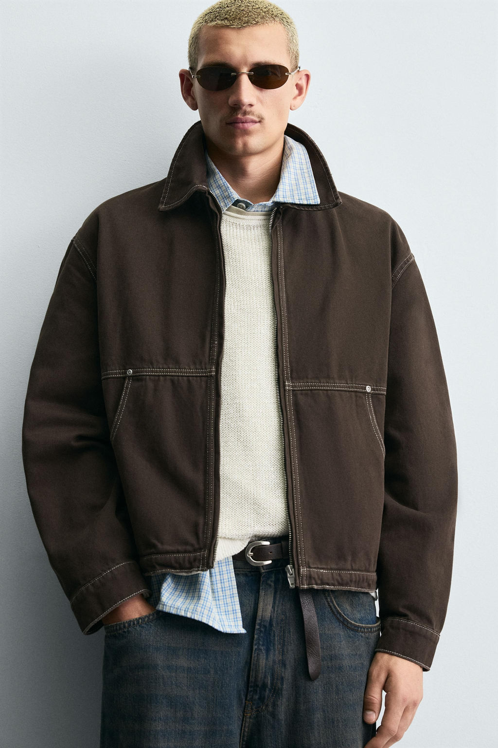 CONTRAST STITCH WASHED JACKET - Zara фото 6