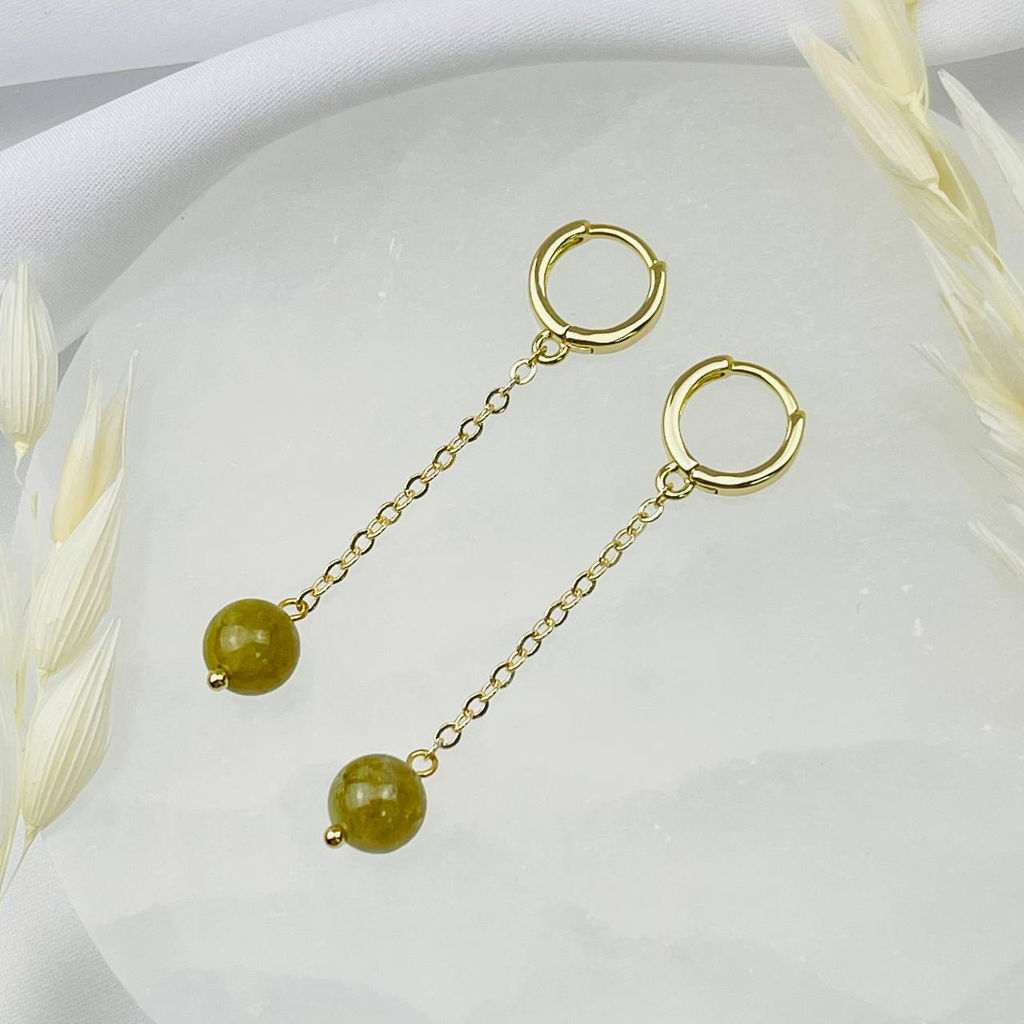 Серьги на цепочке из Граната "Гроссуляр"