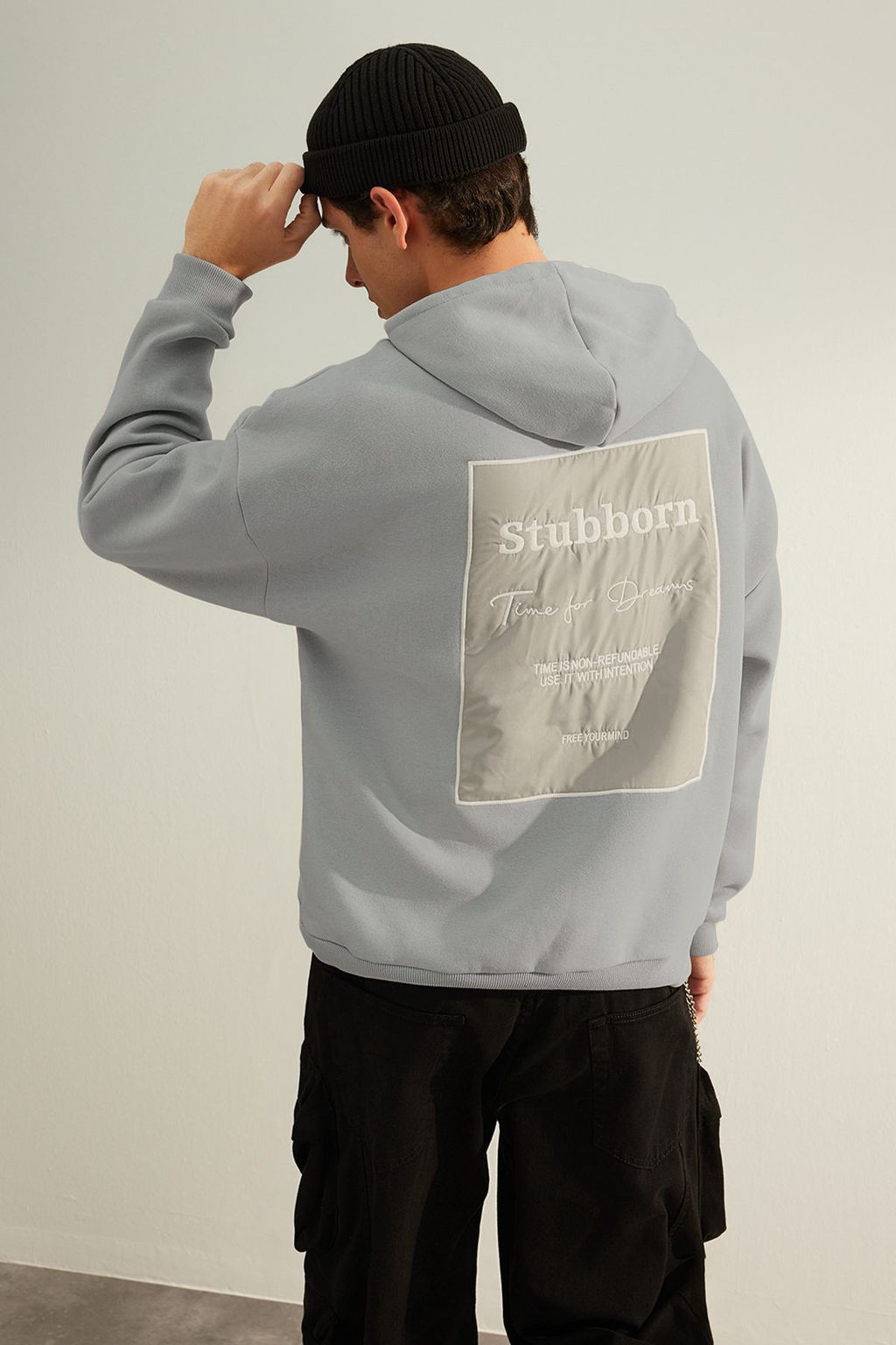 TRENDYOL MAN Premium Gri Oversize/Genis Kesim Ici Polar/S?cak Tutan Kapusonlu Sweatshirt TMNAW24SW00186 - Trendyolmilla фото 18