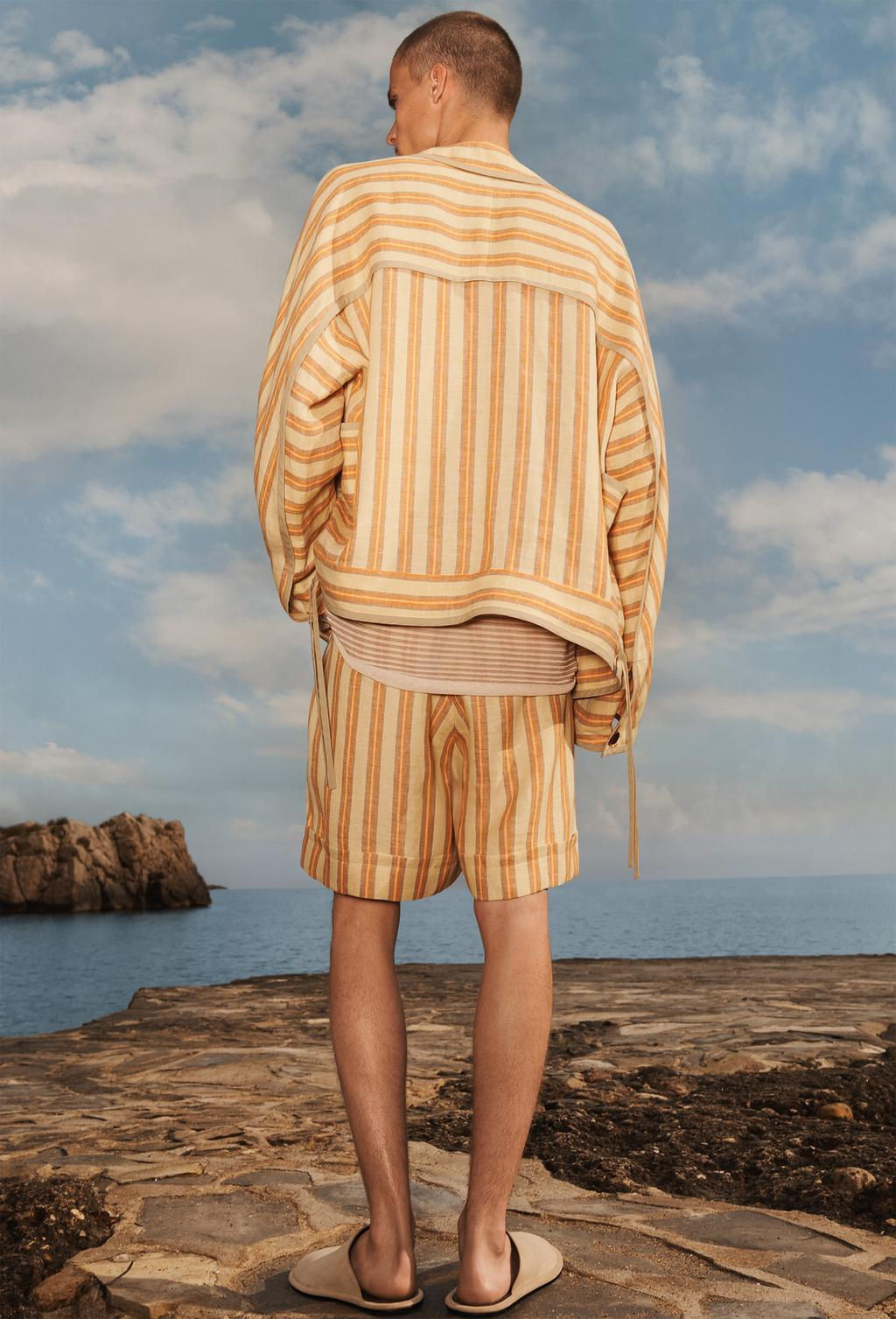 LIMITED EDITION STRIPED LINEN BERMUDA SHORTS - Zara фото 2