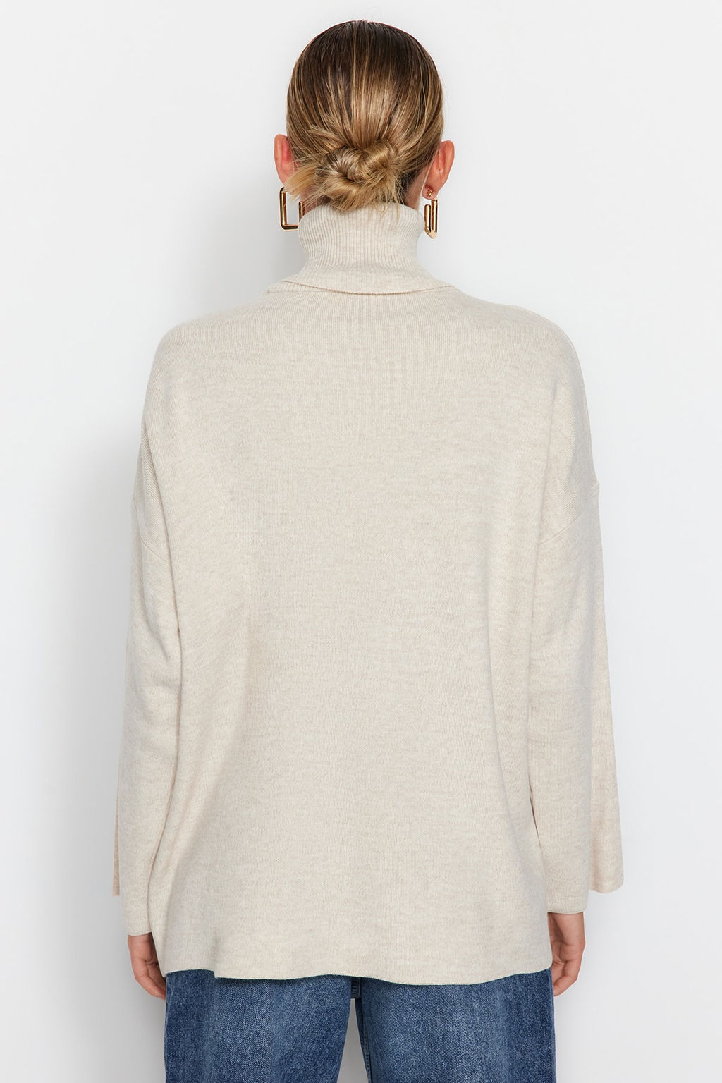 Ekru Genis Kal?p Basic Triko Kazak TWOAW23KZ00206 - Trendyolmilla фото 23