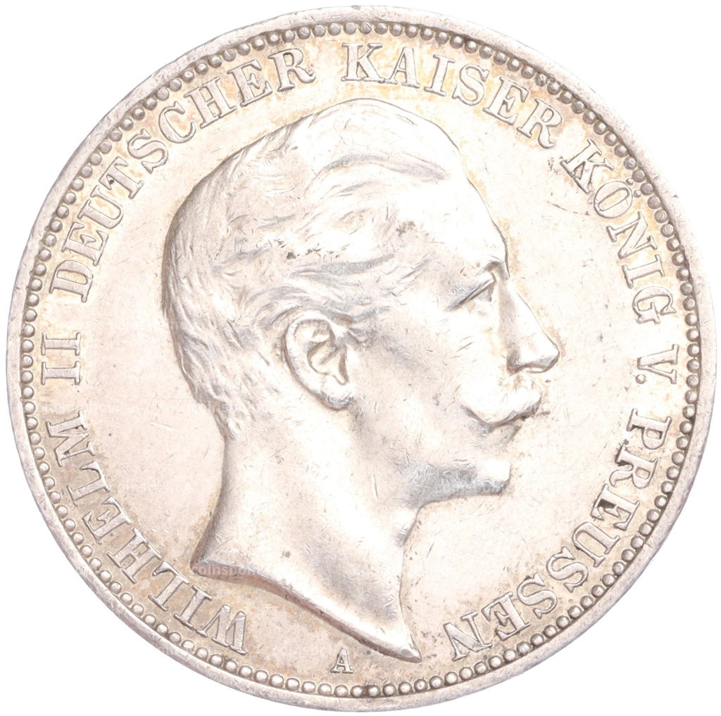 Монета 3 марки 1910 года А Германия (Пруссия)