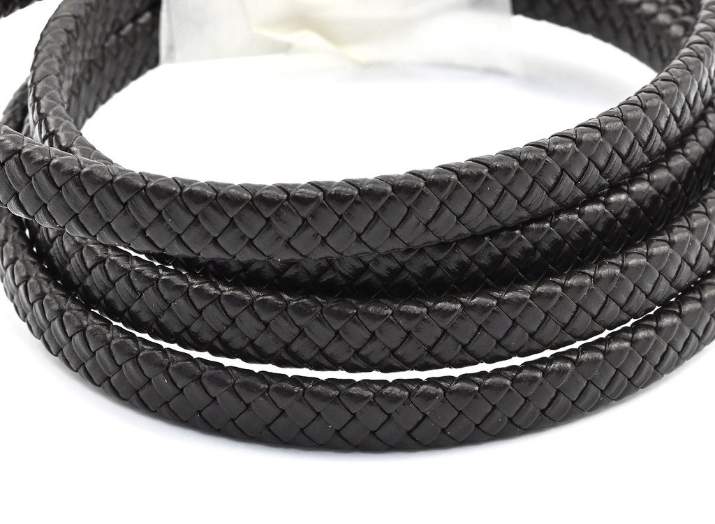 Шнур "Косичка" из экокожи цв.коричневый, 10мм, цена за метр