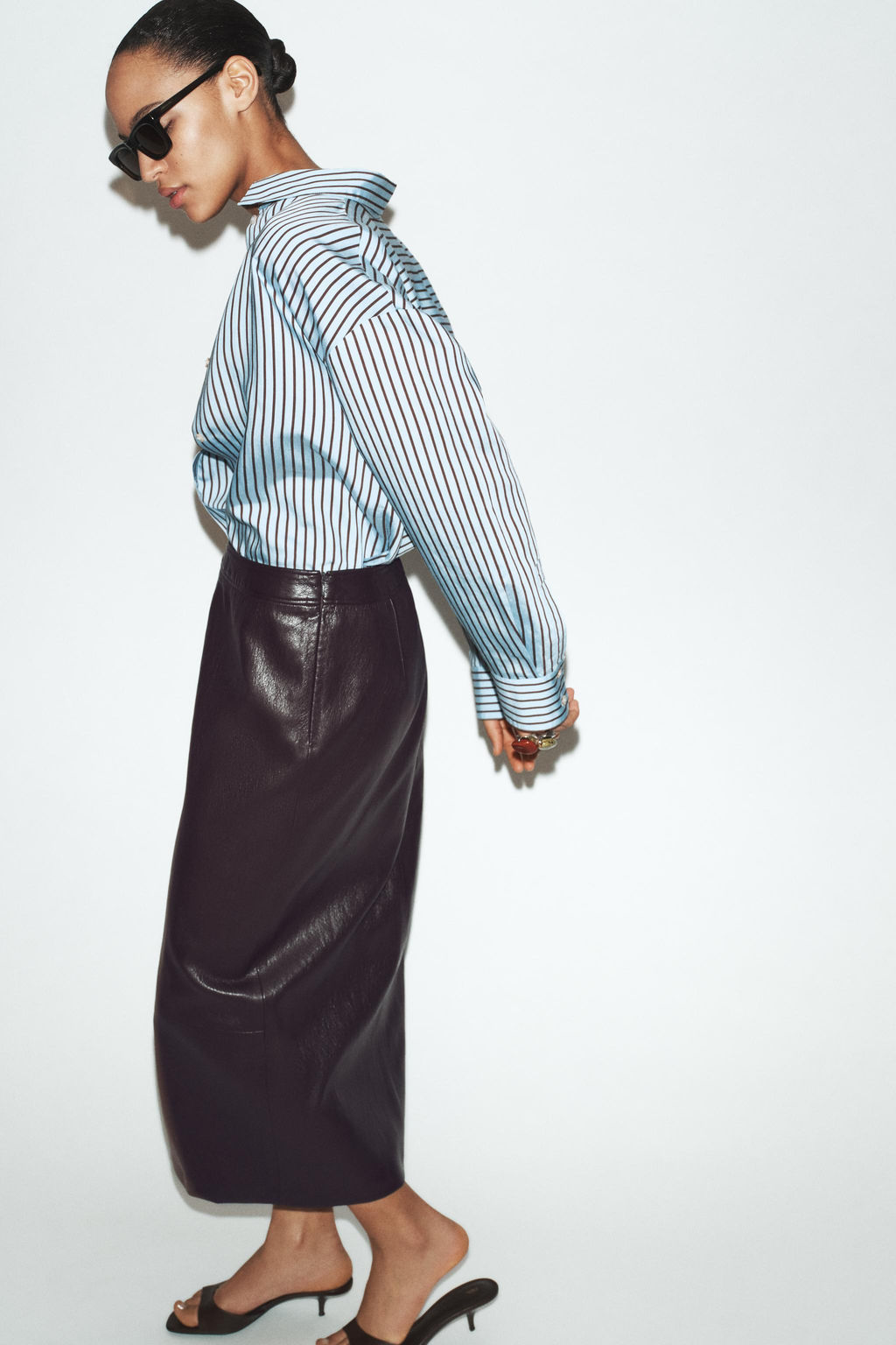 OVERSIZE STRIPED POPLIN SHIRT - Zara фото 13