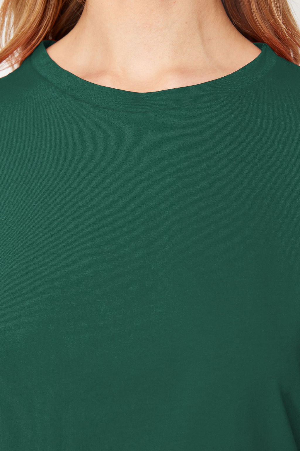 TRENDYOLMILLA Beyaz %100 Pamuk F?rf?r Detayl? Basic Bisiklet Yaka Orme T-Shirt TWOSS22TS2429  фото 5