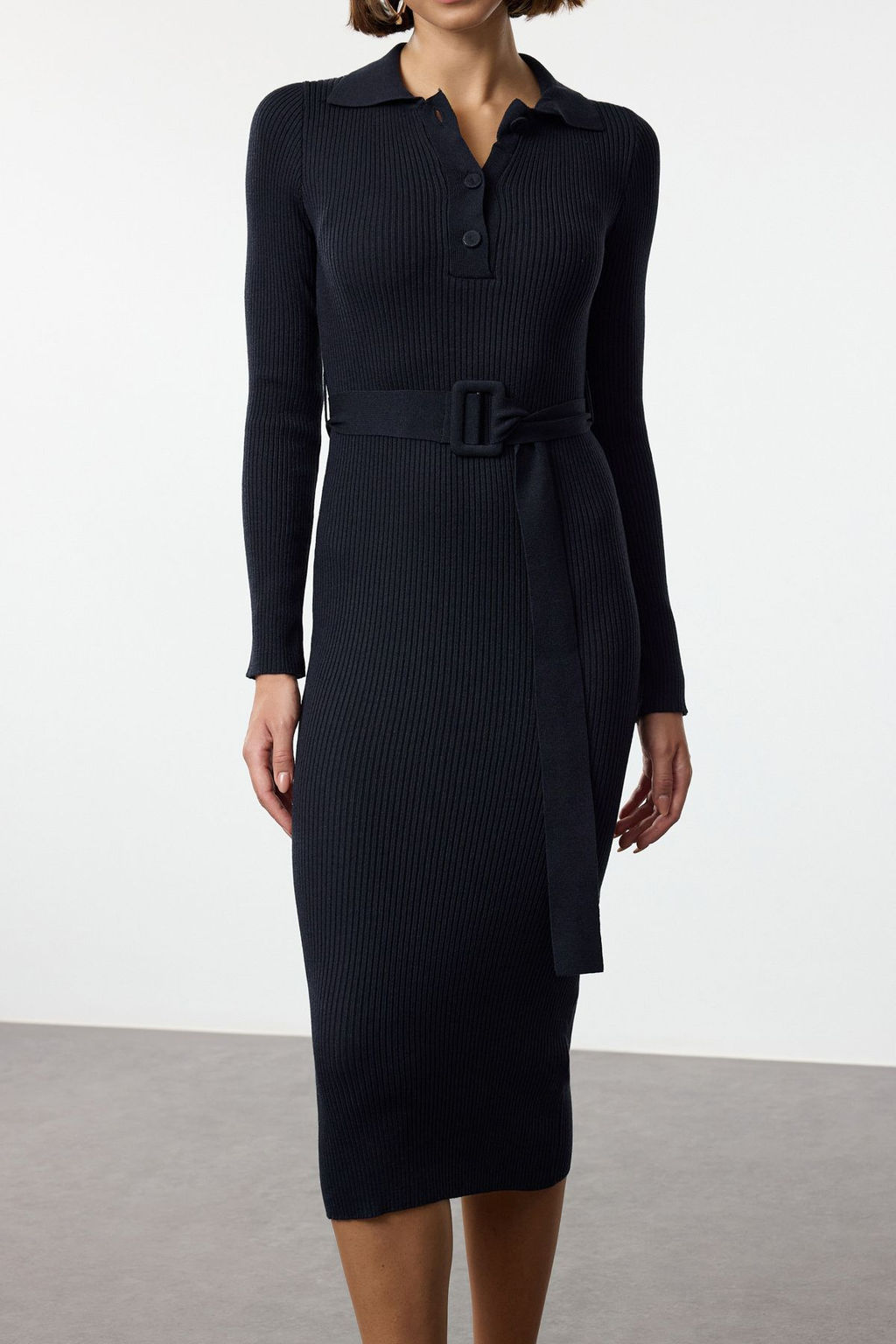 TRENDYOLMILLA Lacivert Maxi Kusakl? Triko Elbise TWOAW25EL00442  фото 4