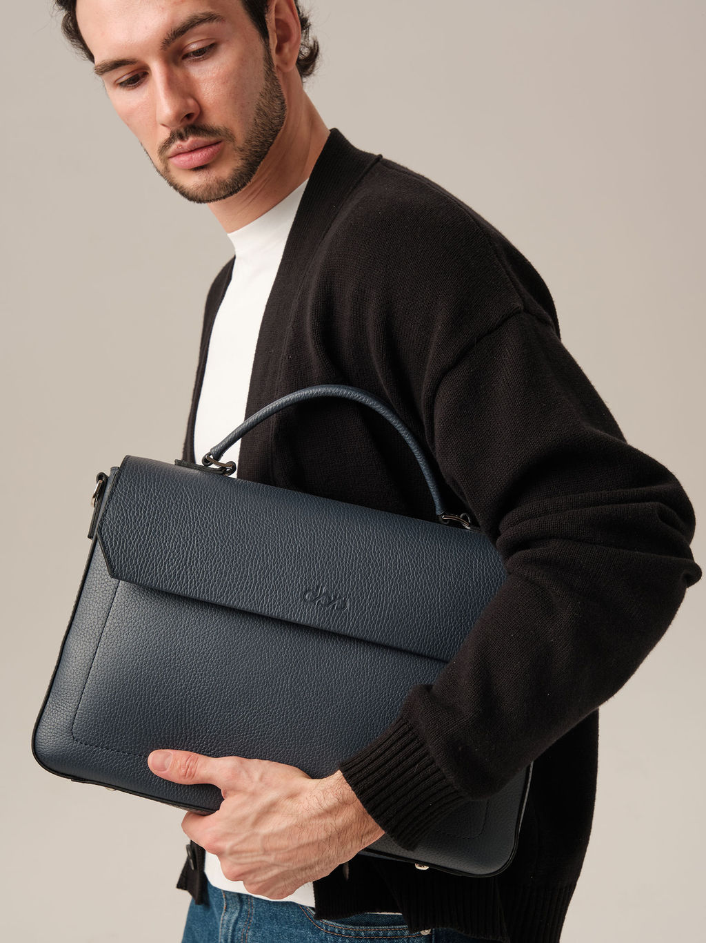 Мужская кожаная сумка Levi DBR 7115 насыщенный синий