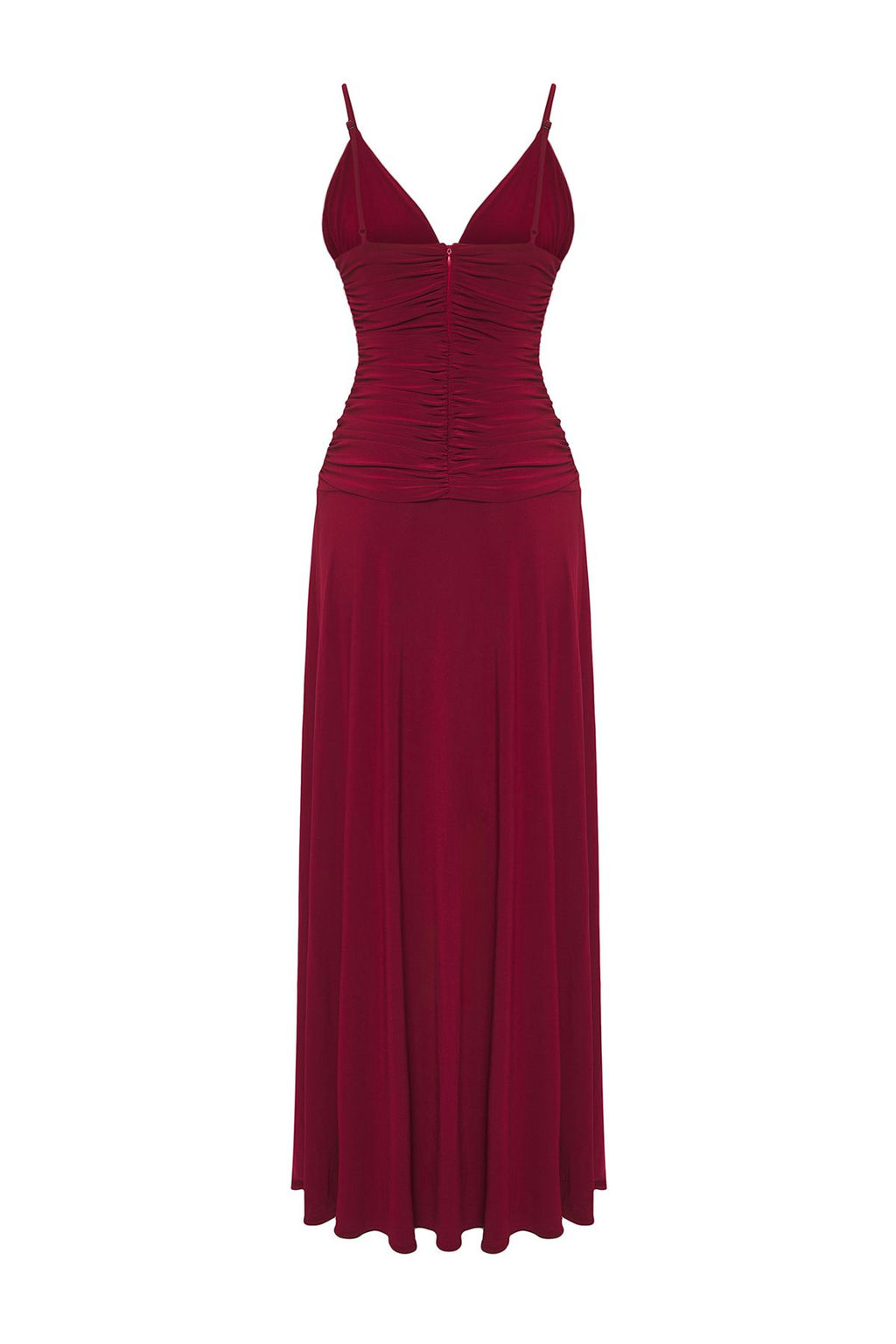 Bordo Gul Detayl? Orme Maxi S?k Abiye Gece Mezuniyet Elbisesi TPRSS25AE00180