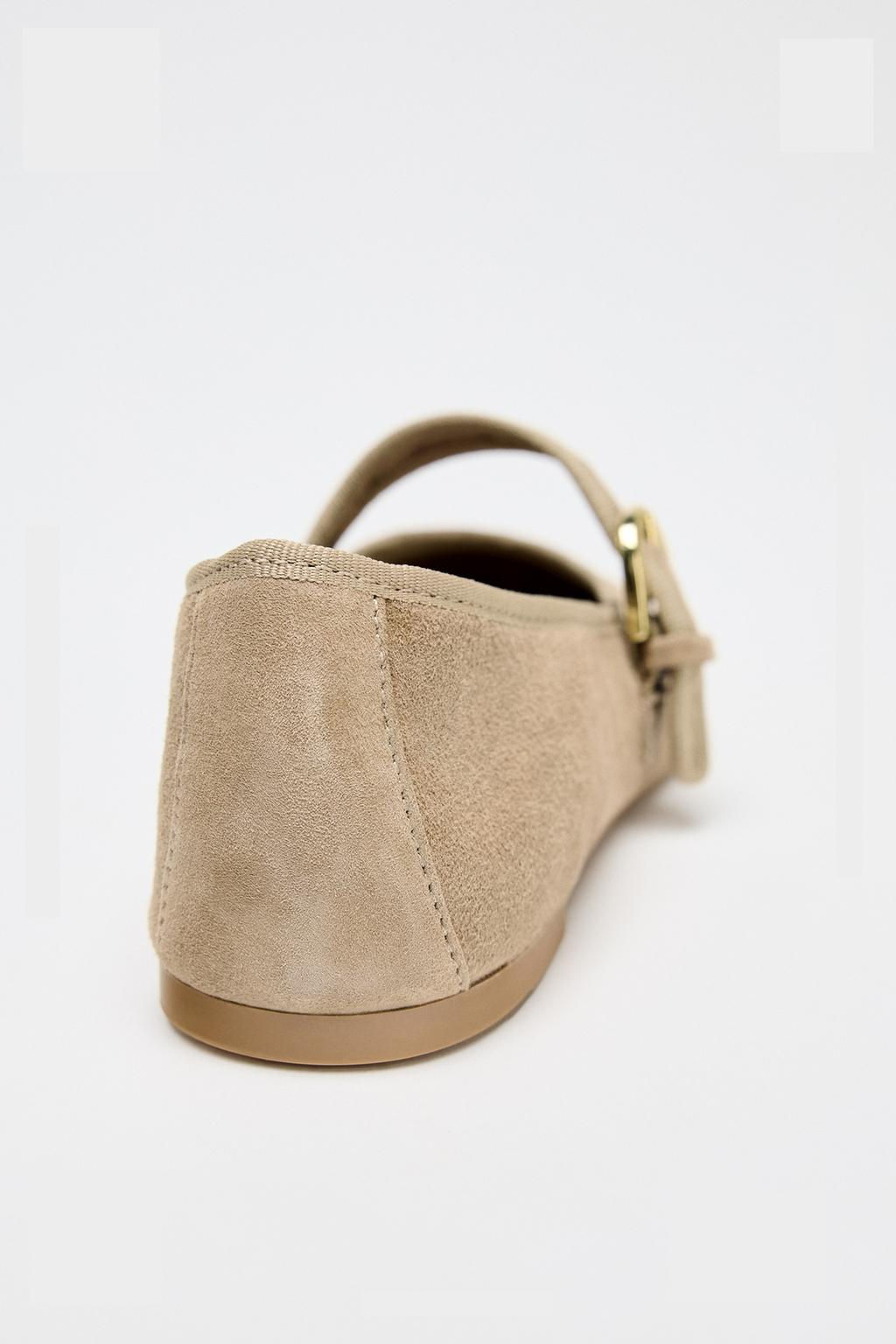SUEDE STRAP BALLET FLATS - Zara фото 6