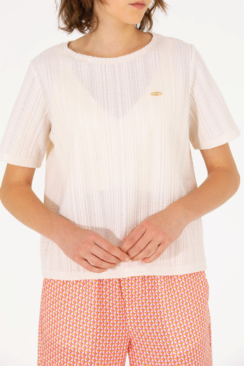 Женская кремовая футболка с круглым вырезом Неожиданная скидка в корзине - U.s. polo assn фото 6