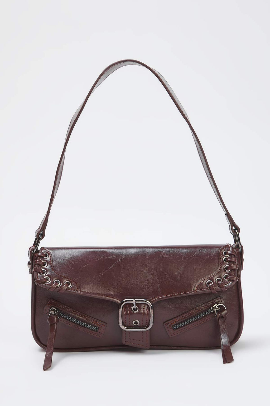 Koyu Kahverengi Kusgozu Detayl? Mini Kad?n City El ve Omuz Cantas? TAKSS25OC00086