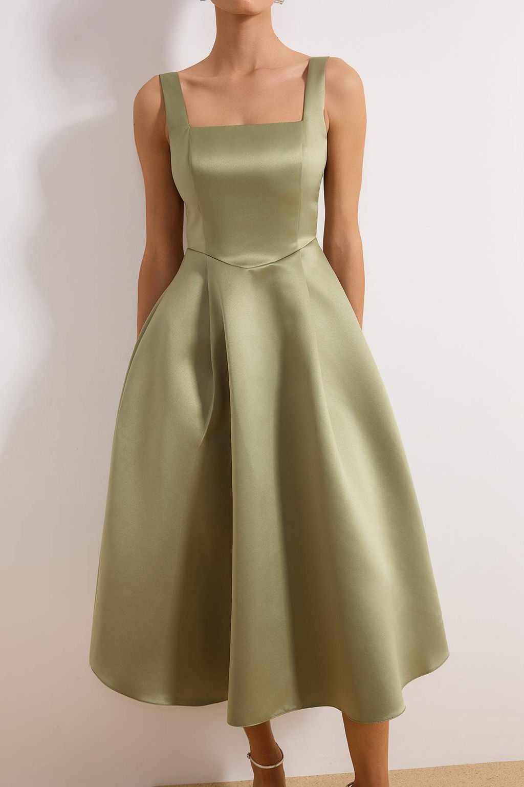 Yag Yesil A-Kesim Saten Dokuma S?k Abiye Gece Mezuniyet Elbisesi TPRAW25EL00040