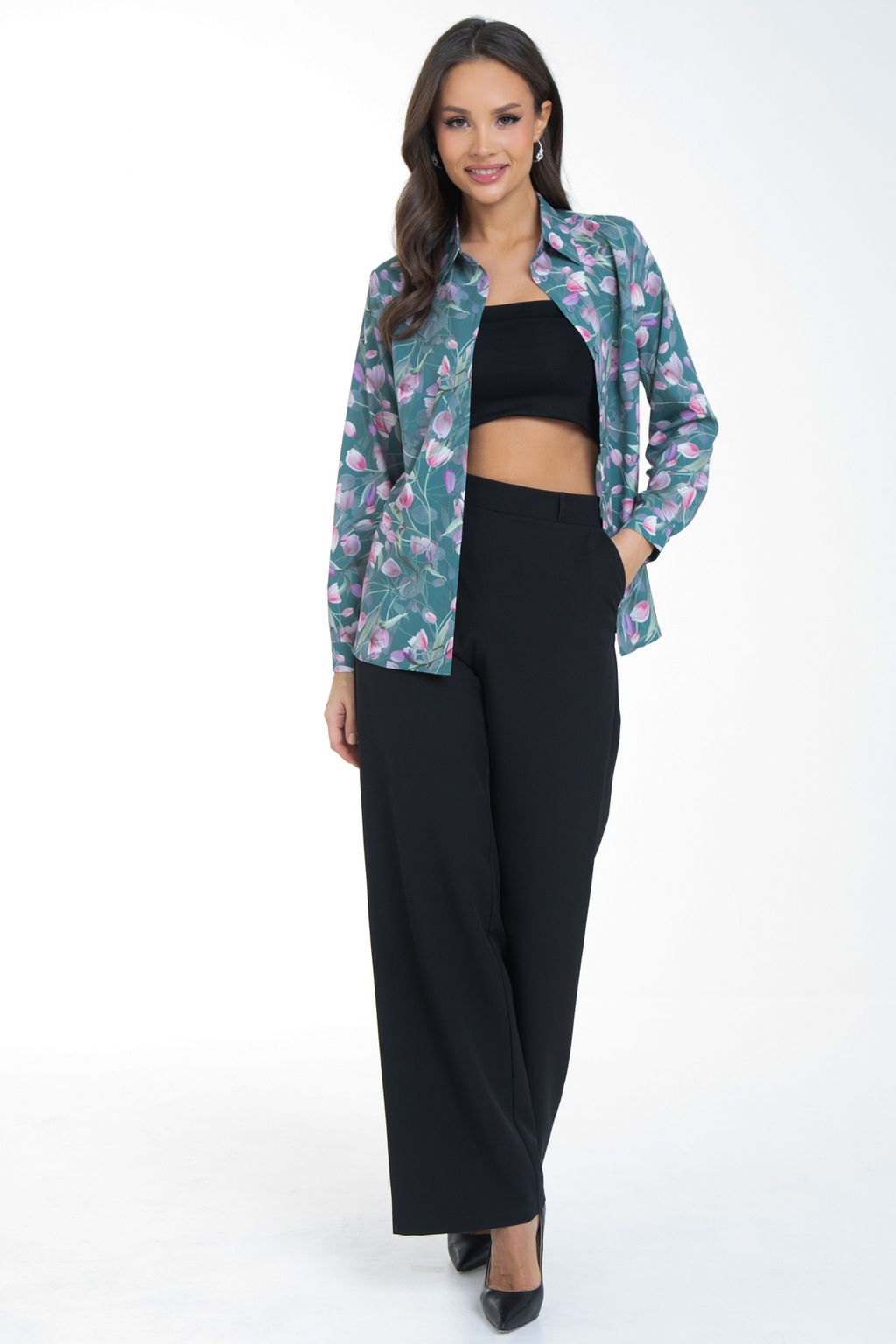 Рубашка Жаклин (тюльпаны, грин) - Diolche фото 13