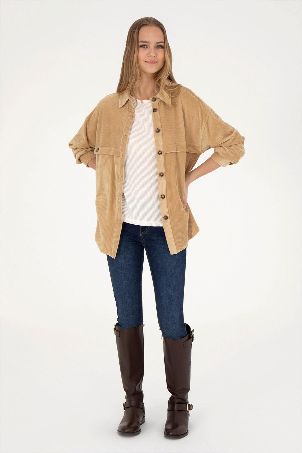 Женская трикотажная рубашка песочного цвета - U.s. polo assn фото 4