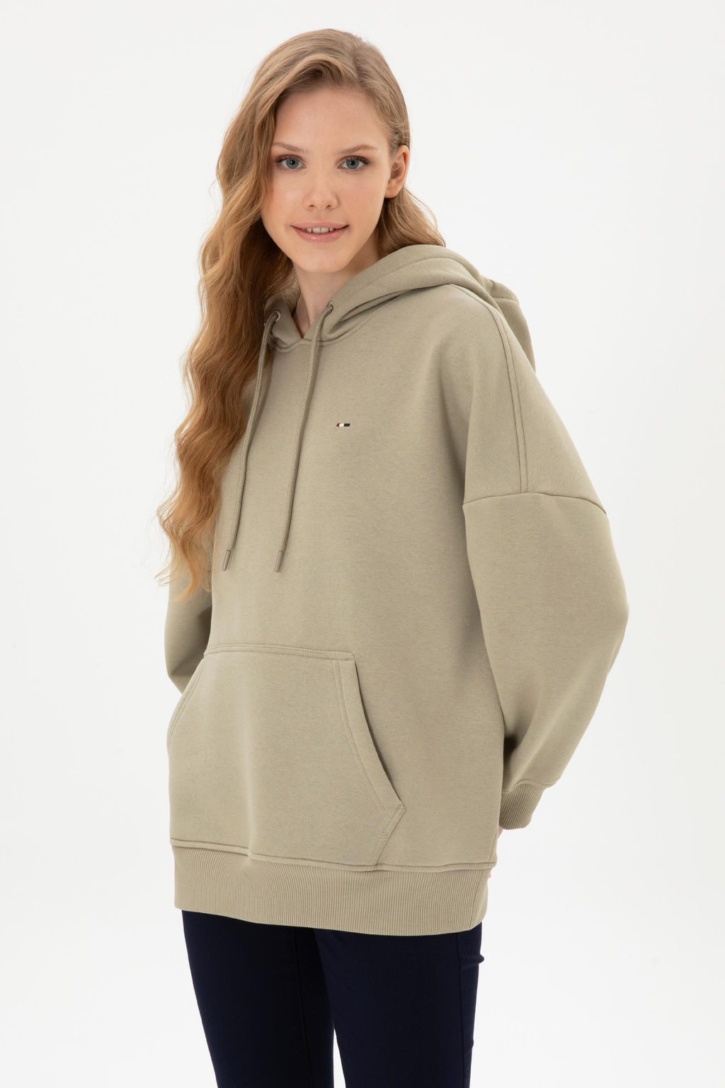 Kad_n A__k Haki Basic Sweatshirt Sepette S_rpriz _ndirim - U.s. polo assn фото 3