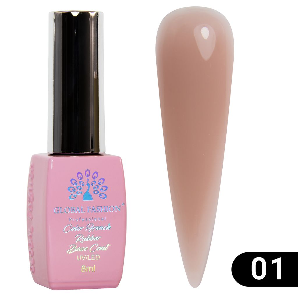 Цветная френч база для гель лака Global Fashion, Color French Base Coat 8 мл, 01  фото 4