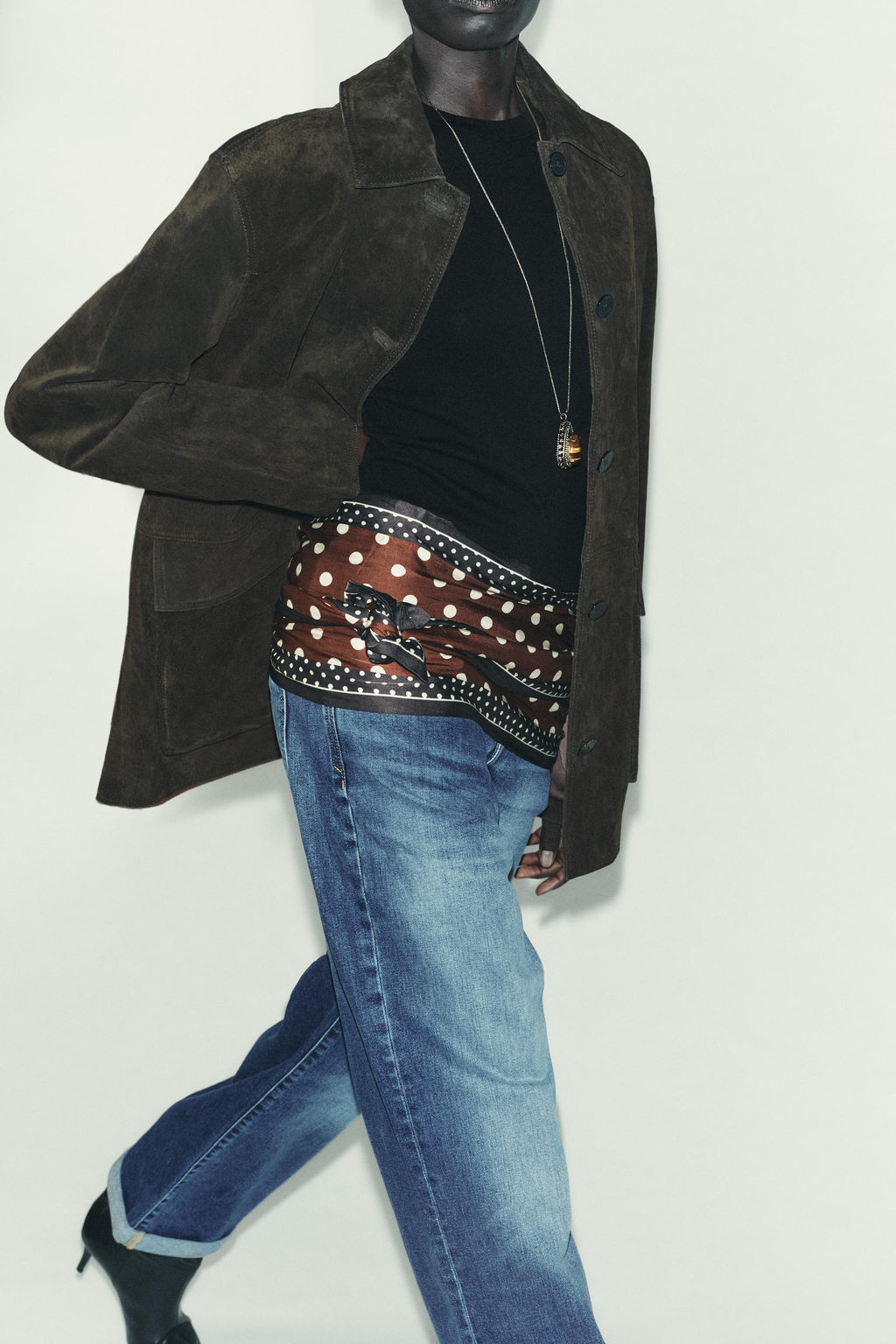 POLKA DOT PRINT SATIN SCARF