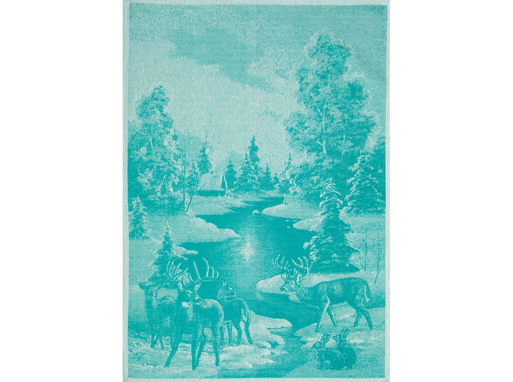 07с-39ЯК 50*70 Полотенце "Зимний лес" цв. изумруд