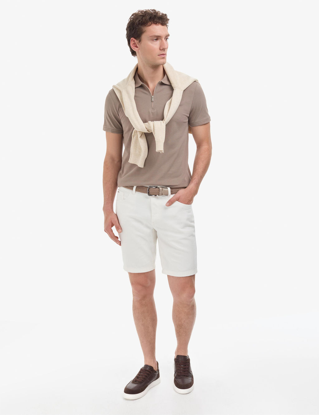 Koyu Vizon Slim Fit %100 Pamuk K_vr_lmaz Polo Yaka Basic Ti__rt