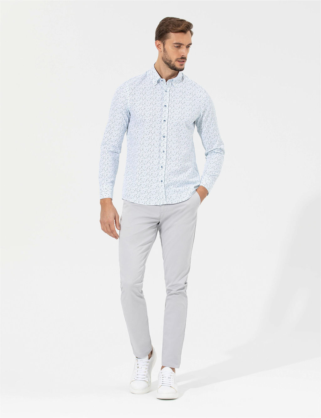 Lacivert Slim Fit Uzun Kollu G_mlek - Pierre cardin фото 4