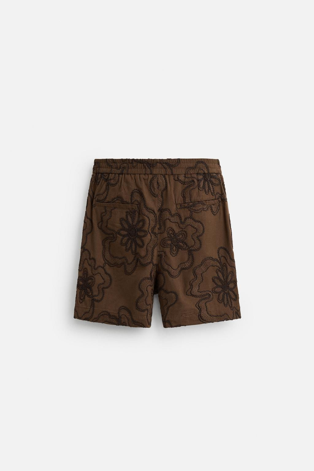 EMBOSSED EMBROIDERED BERMUDA SHORTS - Zara фото 17