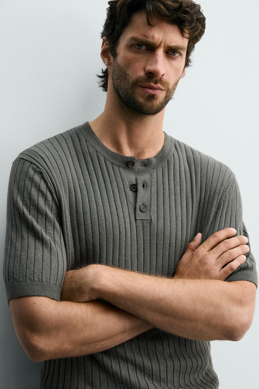 CAMISETA PUNTO CANAL? CUELLO PANADERO / Khaki - Zara фото 7