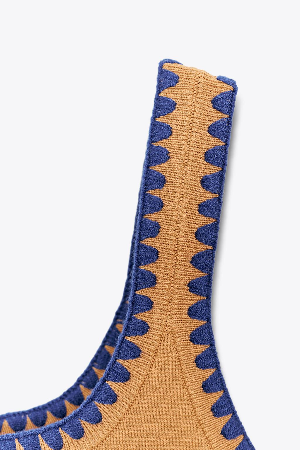 KNIT TOP WITH CONTRAST EMBROIDERY - Zara фото 5