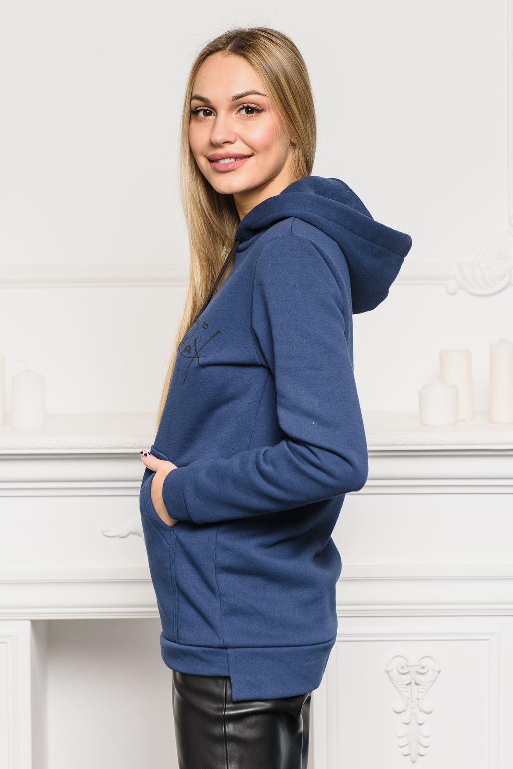 Худи из футера 3-хн Нью-Йорк королевский синий - Амадэль фото 3