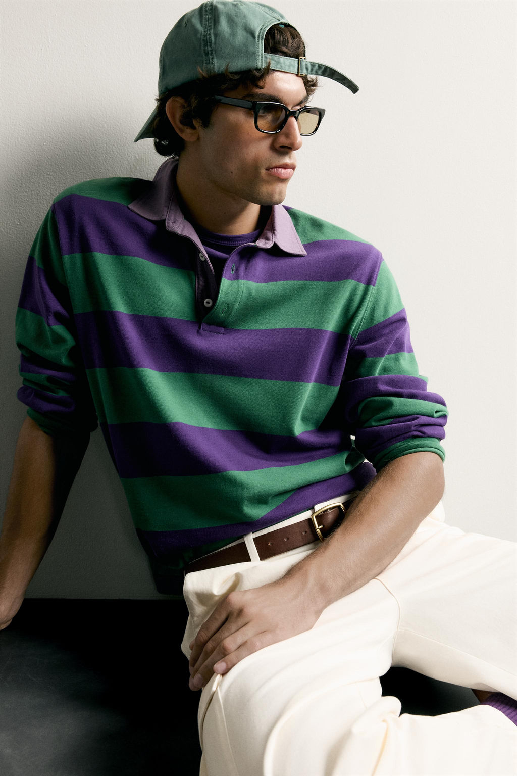 POLO REGULAR FIT RAYAS CUELLO CONTRASTE / Morado - Zara фото 6