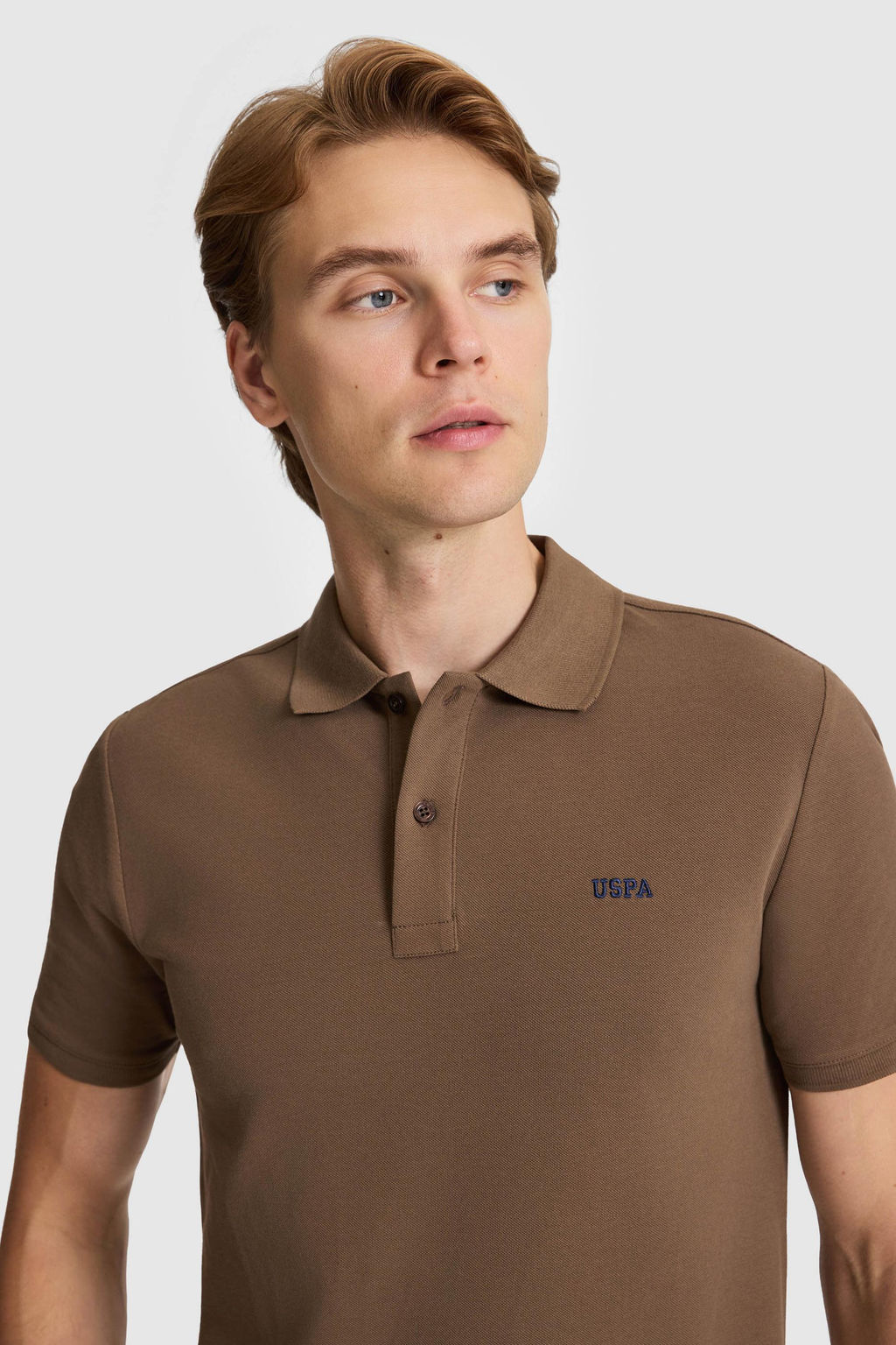 Erkek Kahverengi Regular Fit Polo Yaka Basic Ti__rt