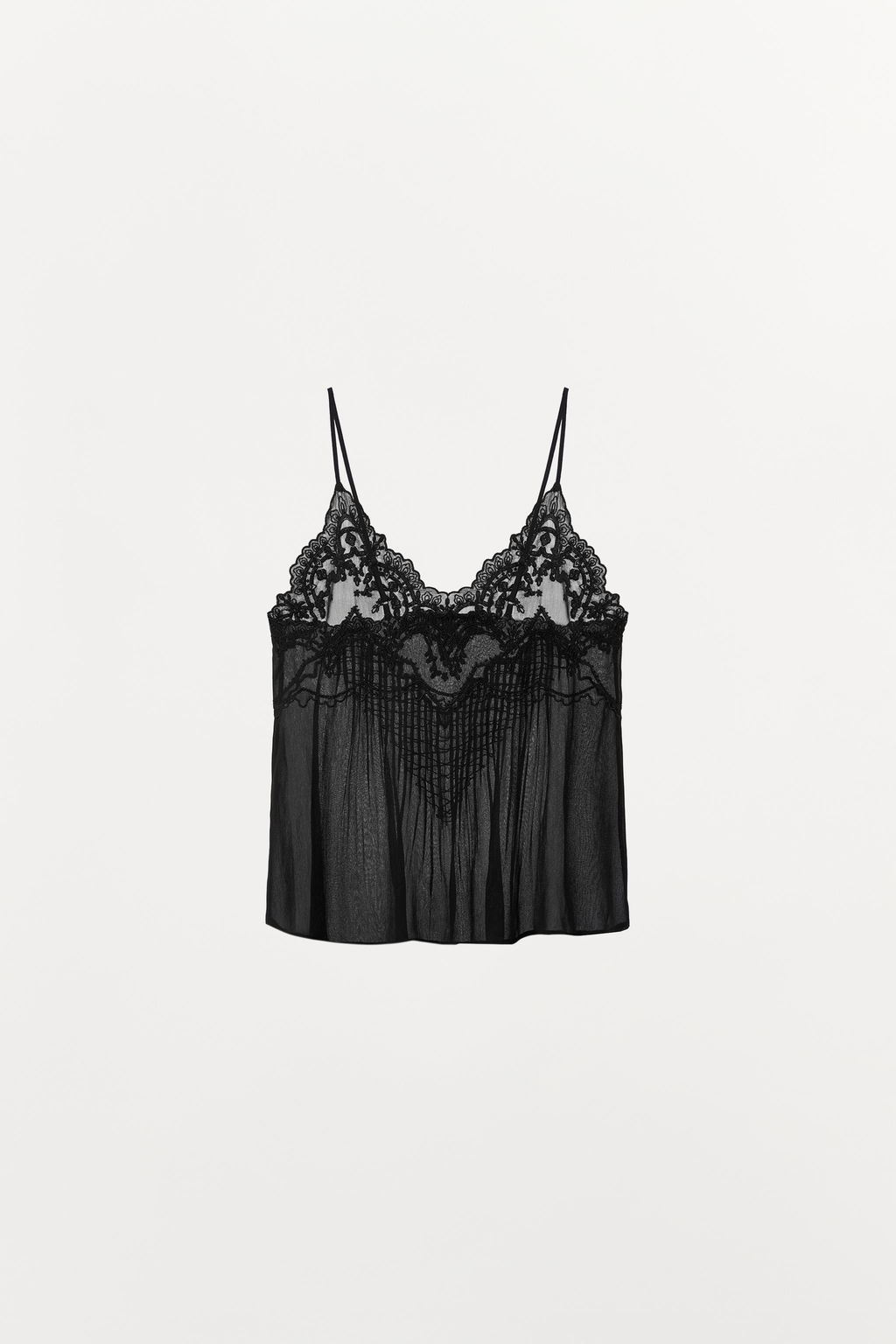 ZW COLLECTION EMBROIDERED BEADED LINGERIE TOP - Zara фото 3