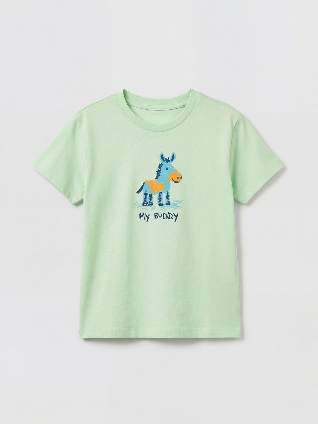 Hayvan ve Slogan Bask?l? Erkek Bebek Ti??rt