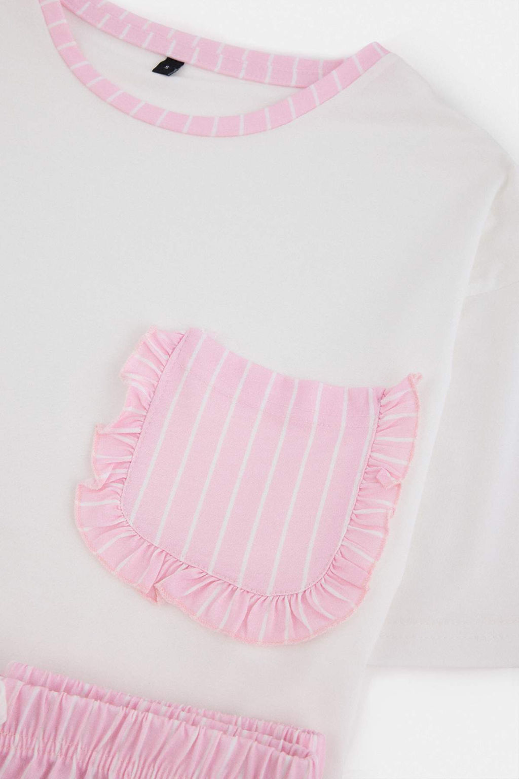 Beyaz-Pembe _izgili Cepli _rme Pijama Tak_m_ THMAW27PT00054 - Trendyolmilla фото 7