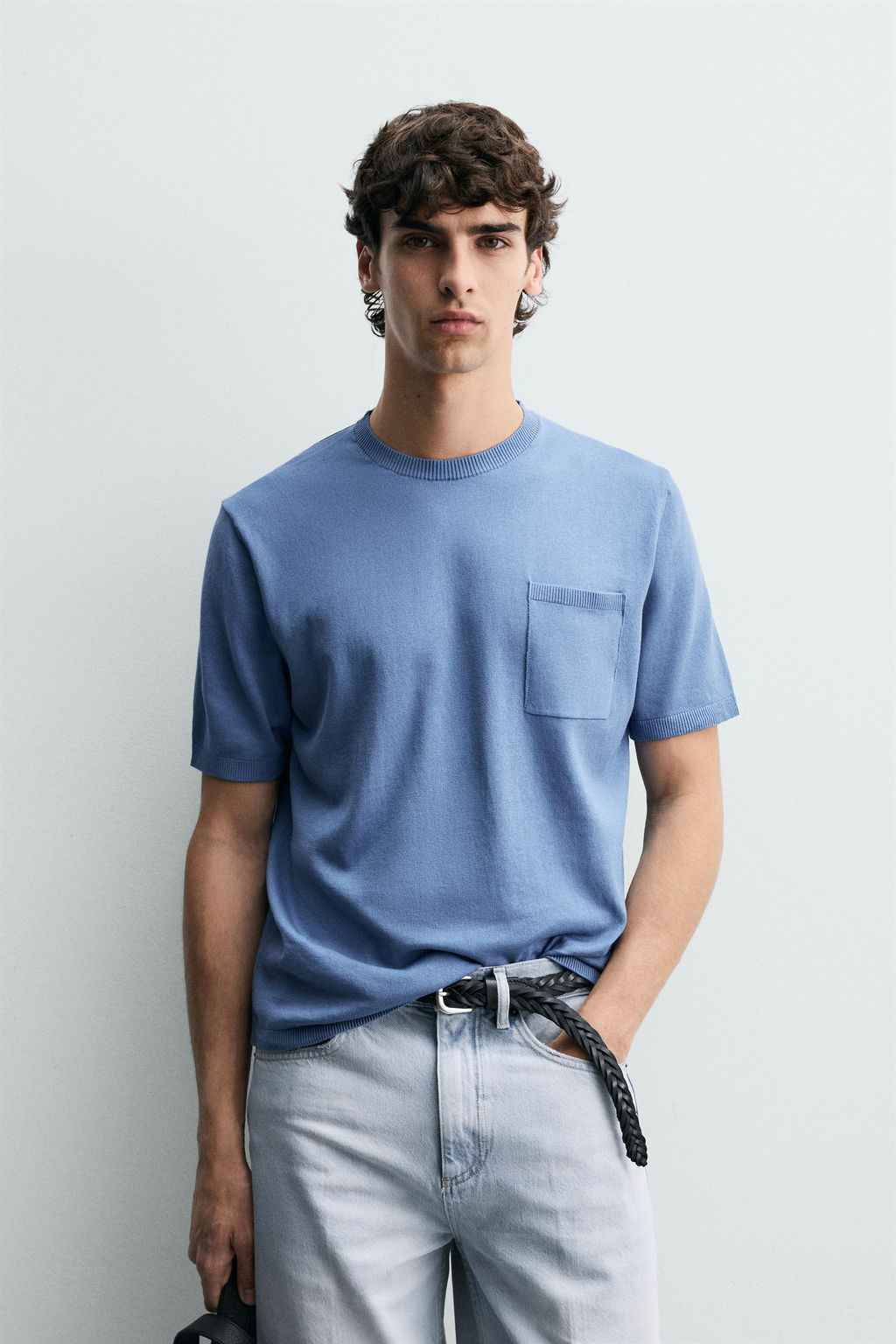 CAMISET PUNTO REGULAR FIT ALGOD?N / Azul - Zara фото 2