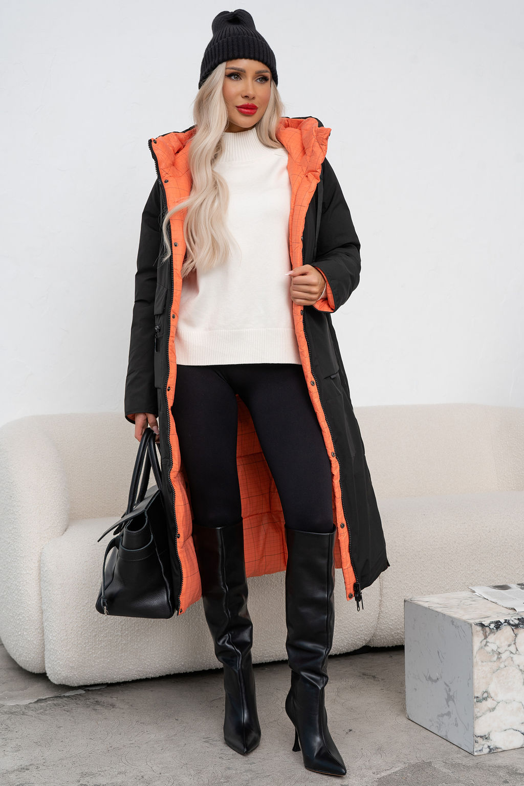 Пальто (черный/оранжевый) Пх11-1/2 - Николь фото 5