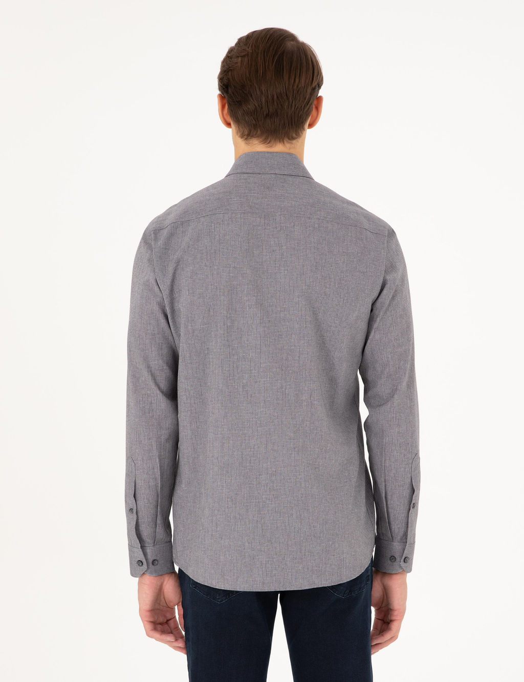 Antrasit Slim Fit Uzun Kollu G_mlek