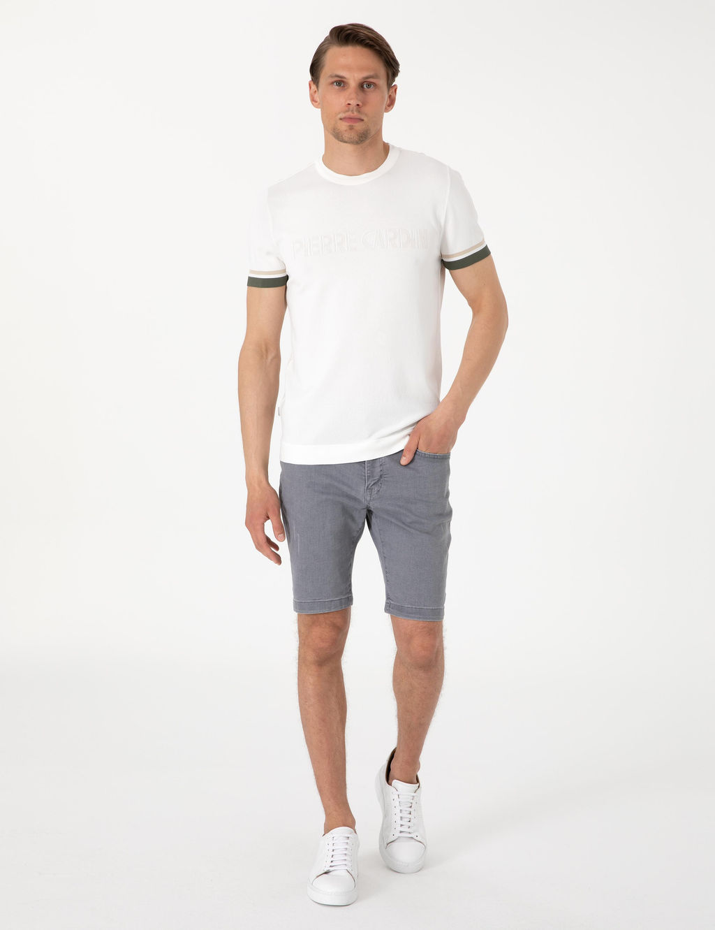 Ekru Slim Fit Triko Ti__rt