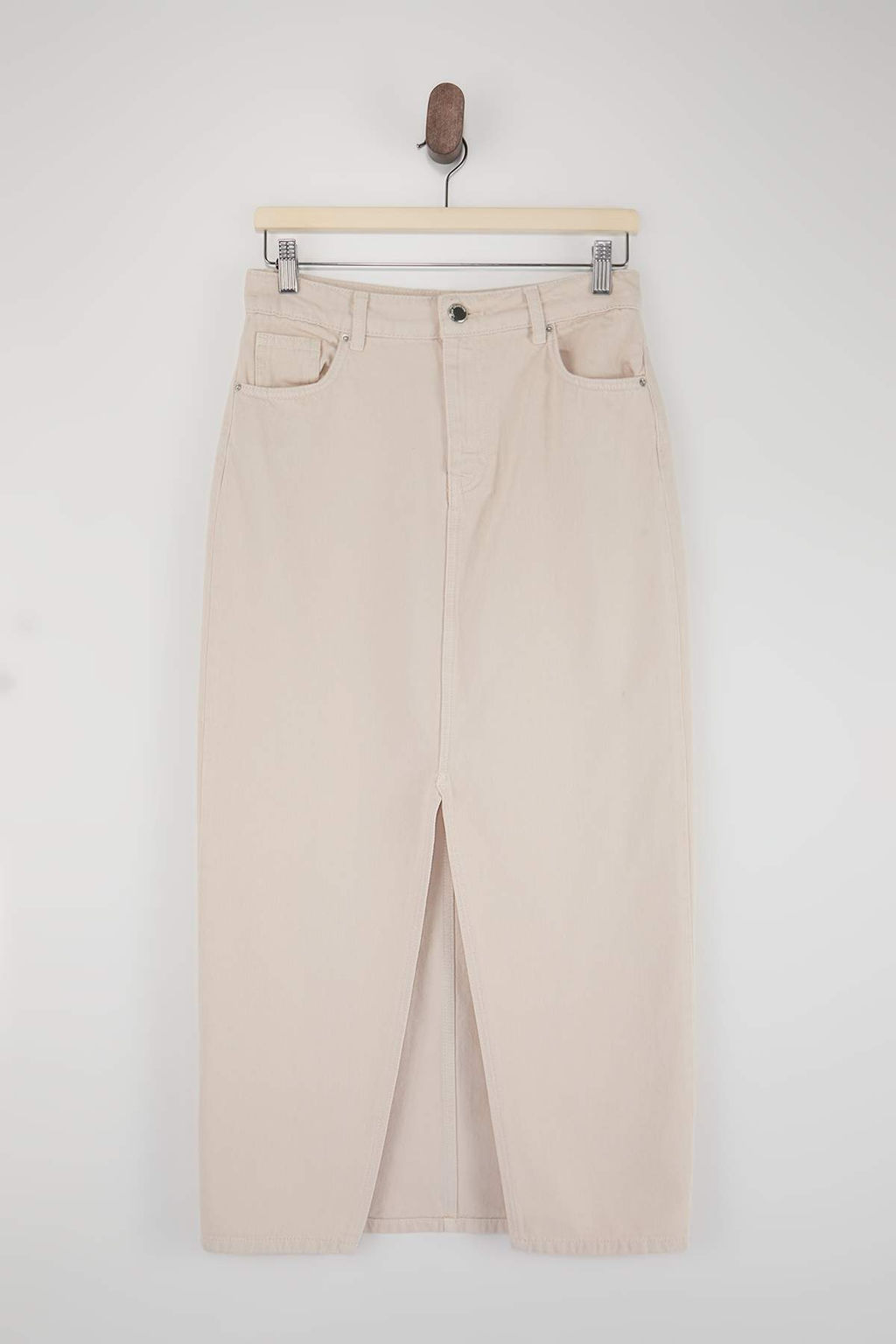 Ekru D_K_ML_ Y_rtma_l_ %100 Pamuk Midi Denim Etek TWOSS26ET00094 - Trendyolmilla фото 2
