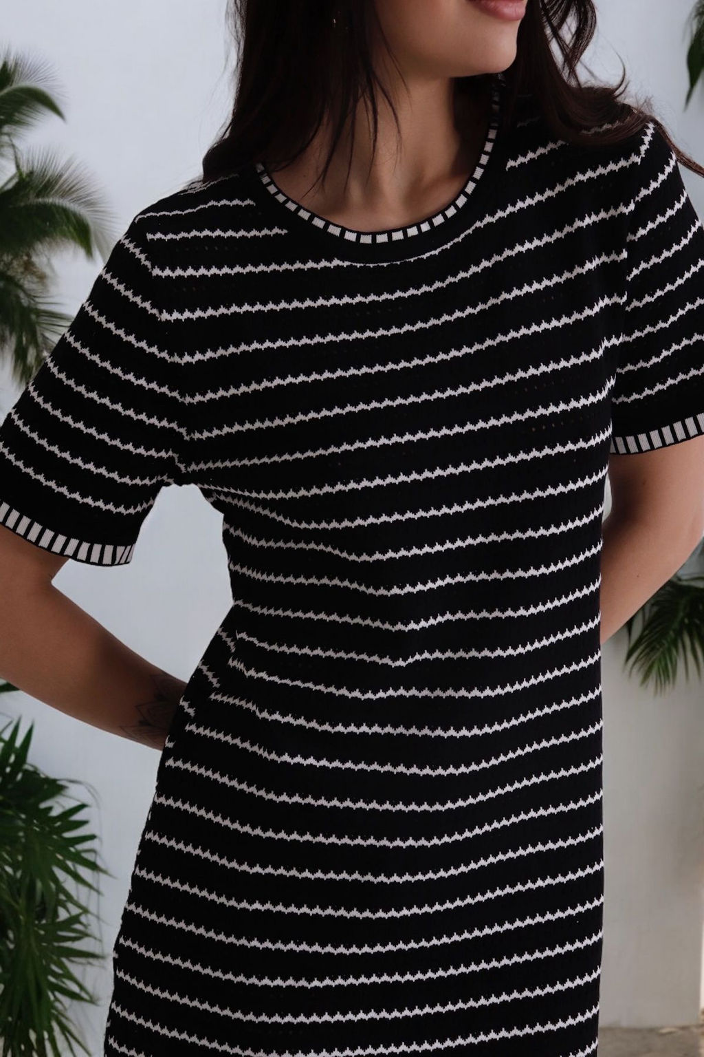 Платье вязаное чёрное в полоску - Martichelli фото 12