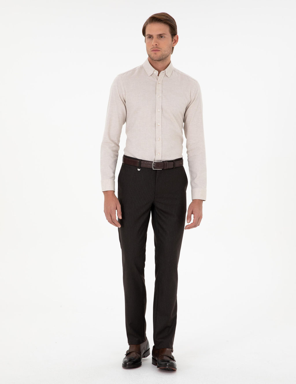 Kahverengi Slim Fit _izgili Kuma_ Pantolon