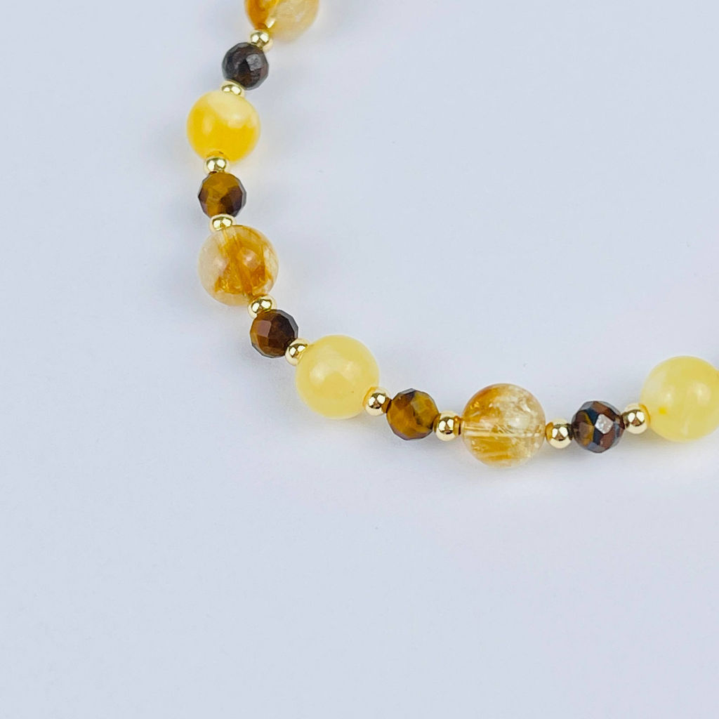 Браслет (Манипура) регулируемый из Цитрина, Кальцита и Тигрового глаза - Радуга самоцветов фото 4