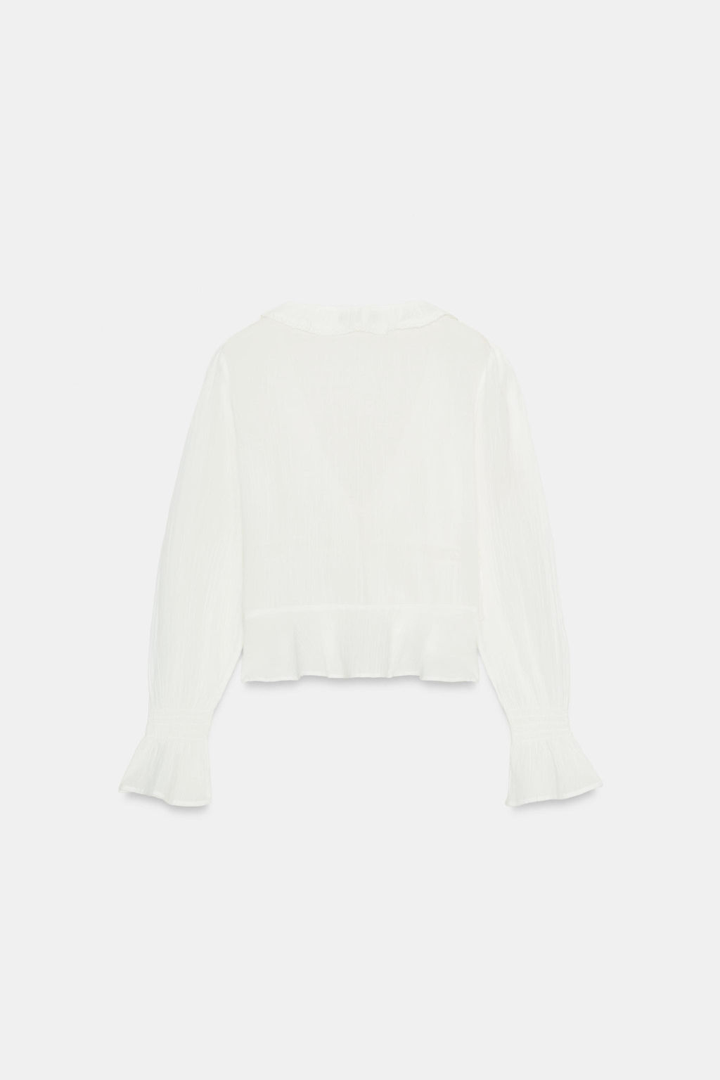 CAMISA GASA BORDADOS Y VOLANTES / Blanco roto - Zara фото 6