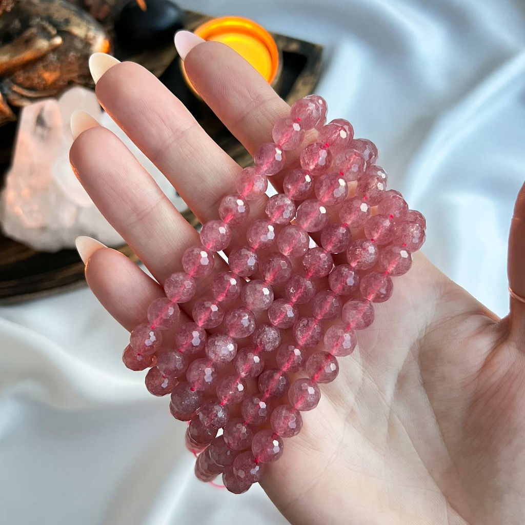 Бусины для украшений из Клубничного кварца огранка