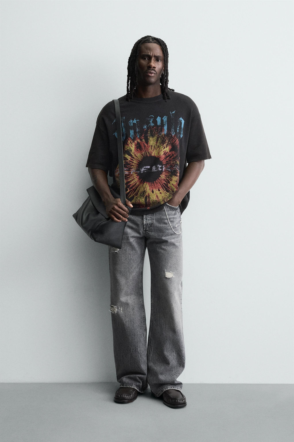 KNIT T-SHIRT WITH CONTRAST PRINT