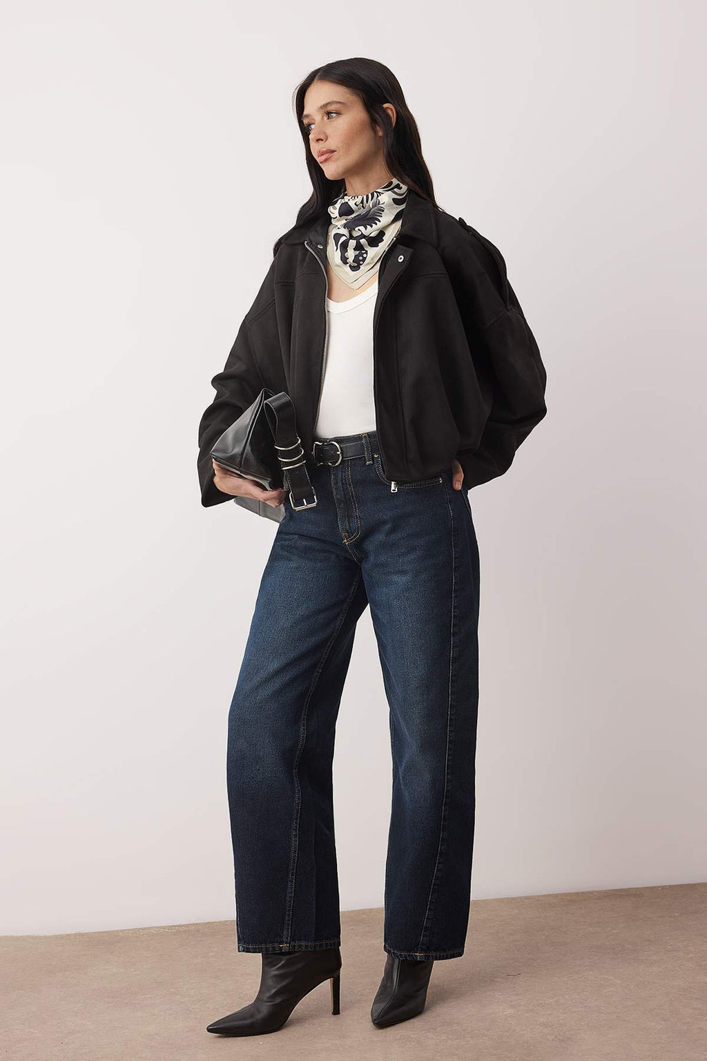 Siyah Oversize Kal?p Suet Bomber Ceket Mont TWOAW26MO00172 - Trendyolmilla фото 8