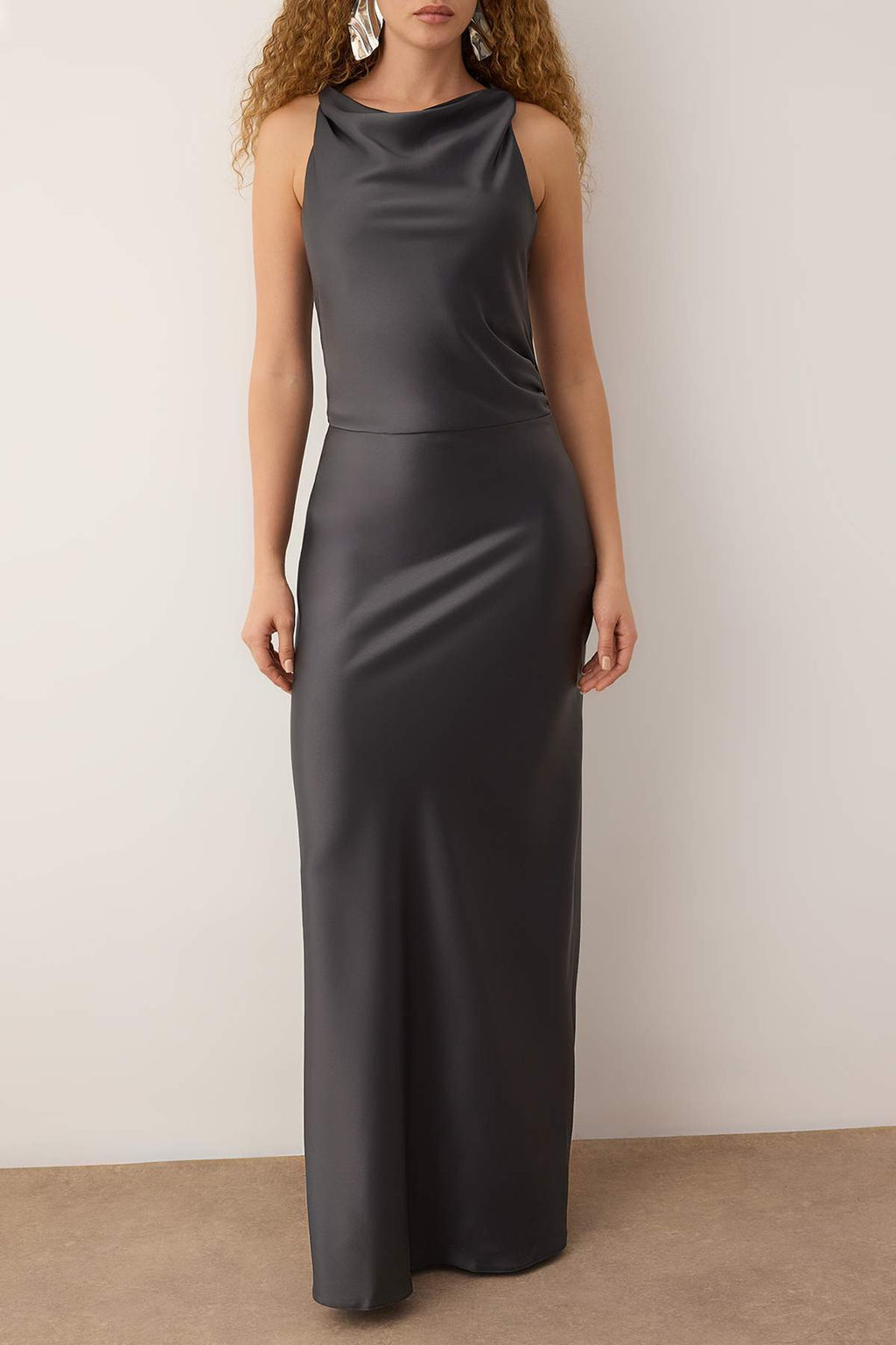 TRENDYOLMILLA Yag Yesili Vucuda Oturan Saten Dokuma Maxi Abiye & Mezuniyet Elbise TPRSS25AE00066  фото 37