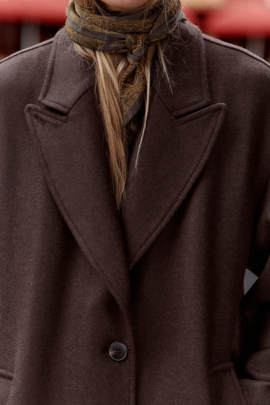 COAT WITH COMBINED LEATHER EFFECT COLLAR - Zara фото 6