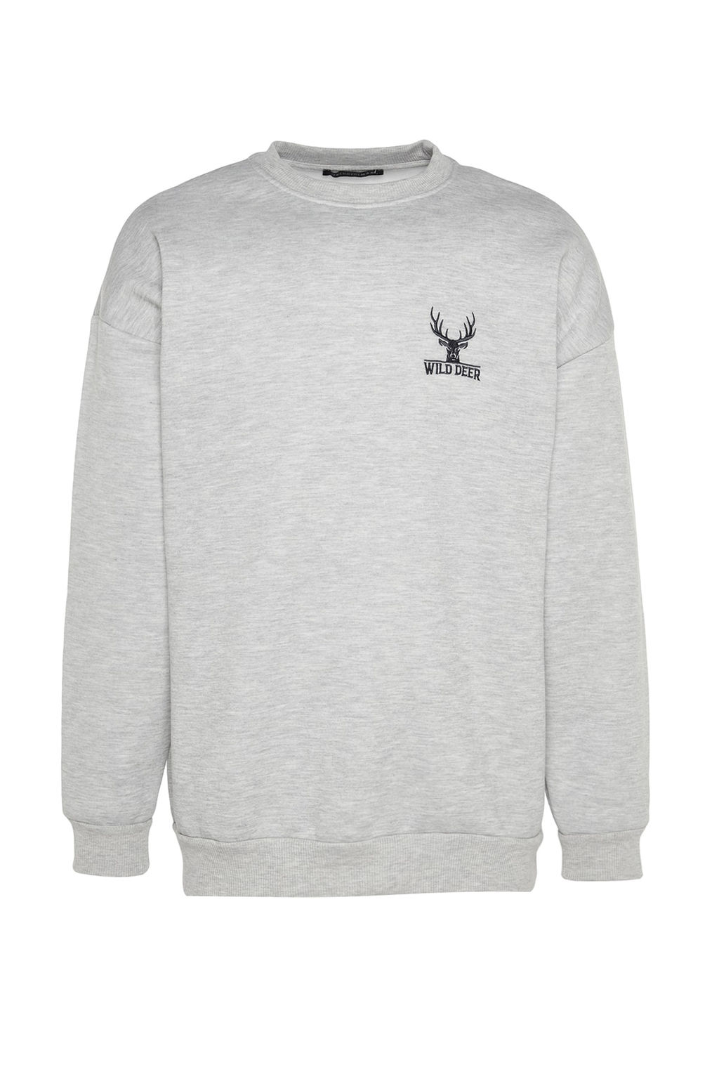 TRENDYOL MAN Antrasit Melanj Oversize/Genis Kesim Uzun Kol Hayvan Nak?sl? Sweatshirt TMNAW24SW00164 - Trendyolmilla фото 11