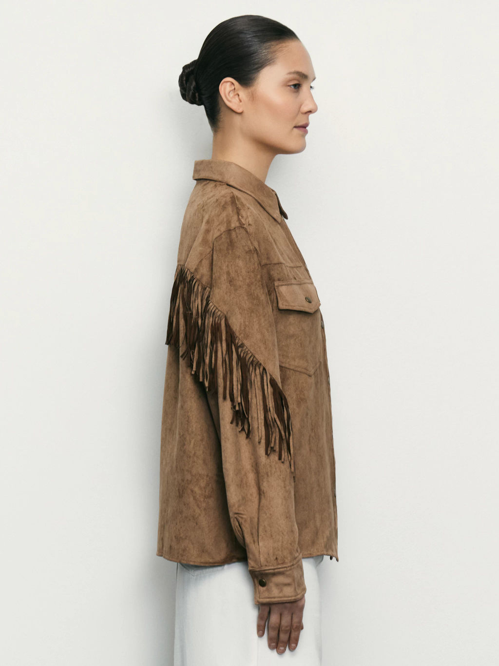 Рубашка с декоративной бахромой на рукавах / Zarina фото 4