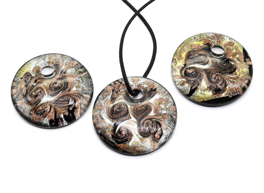 Муранское стекло украшения Круг 49мм цв.черный